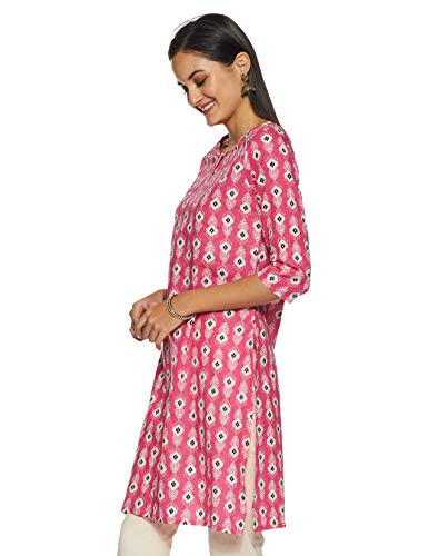 Image of ABOF Women's Cotton Straight Kurta (BOA19AWEWKU3046079 Pink X-Large)