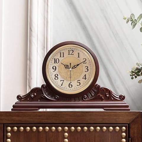 Tikwisdom Vintage Mantel Clock in Mahogany Cover