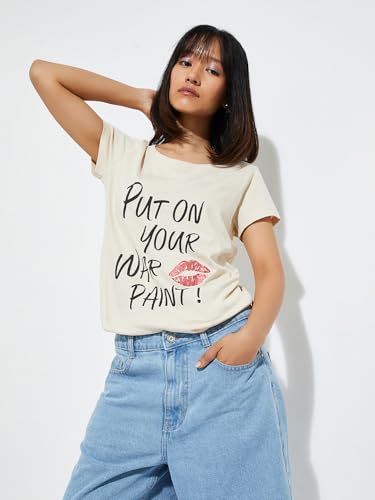 Image of Max Women's Cotton Regular Fit URB N Graphic Printed T-Shirt - Pack of 2