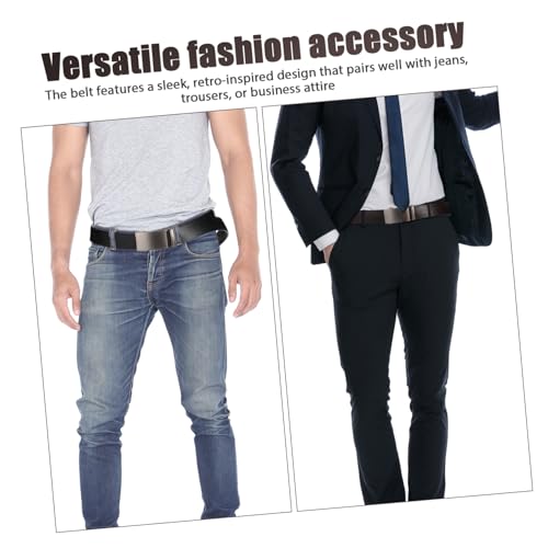 Housoutil 2Pcs Adjustable Ratchet Belt for Men Versatile Waist Belt Effortless Fastening for Business Formal Attire Convenient Buckle3