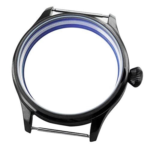 TECKEEN Boîtier de montre pour homme 44 mm en acier inoxydable noir pour ETA 6498 6497 à remontage manuel ST3600 Mouvement G2002