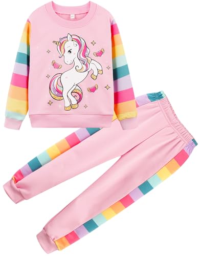 Image of Little Girls Outfits 2 Piece Toddler Long Sleeve Sweatshirt Leggings Pants Fall Winter Clothing Set 2-10 Years