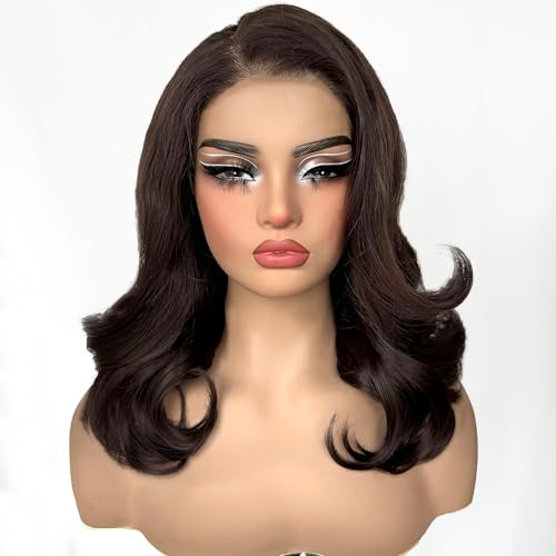 SOKU 13X6 Chocolate Brown Lace Front Wigs Pre Layered, 18
