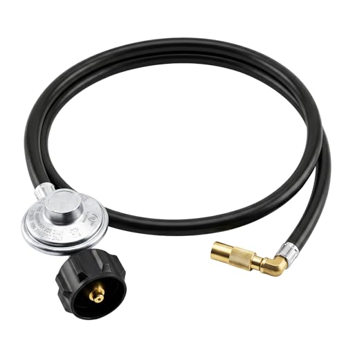 SHINESTAR 5FT Propane Hose Adapter for Blackstone 17 & 22 Inch Tabletop Griddle Propane Regulator Hose with 90 Degree Elbow for Blackstone 5471 Griddle Connects to 5-40lb Propane Tank CSA Certified