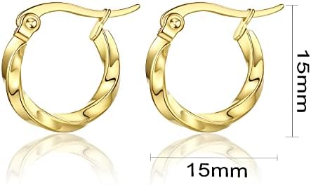 Yumay Jewellery 9ct Yellow Gold Filled Small Twisted Women's Hoop Earrings in 15MM Diameter