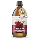 BELMAK Organic Castor Oil Cold Pressed Unrefined, USDA Certified & Hexane Free, 100% Pure Ricinus Communis Oil for Hair, Scalp, Brows and Lashes in Amber Glass Bottle (16.2 oz)