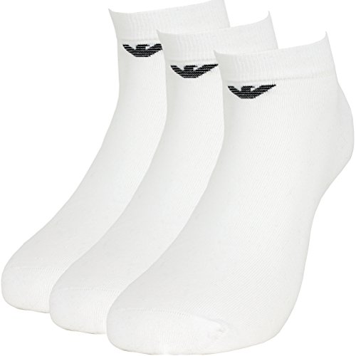 Emporio Armani Underwear 3-Pack In-Shoe Socks With Jacquard Eagle, Lot de 3 paires de chaussettes pour chaussures Pour des hommes, White, S/M