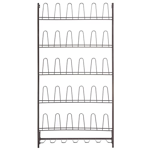 Mygift 5-Tier Wall Mounted Dark Brown Metal 18 Pair Boot And Shoe Storage Rack Organizer Stand #TOP4
