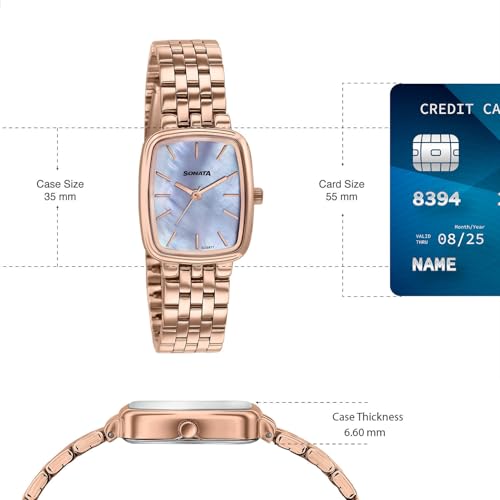 Image of Sonata Festive 2.0 Quartz Analog with Mother of Pearl Dial Rose Gold Sheet Metal Strap Watch for Women - 87108WM01