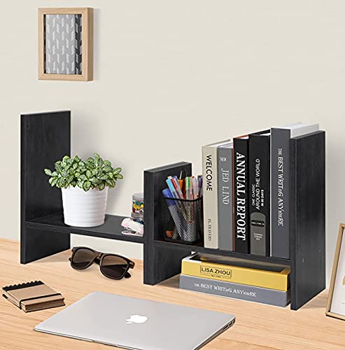 Brilens Desktop Bookshelf Storage Organizer Adjustable Wood Desktop Display Shelf Rack Counter Office Storage Rack Top Bookcase thumb #6