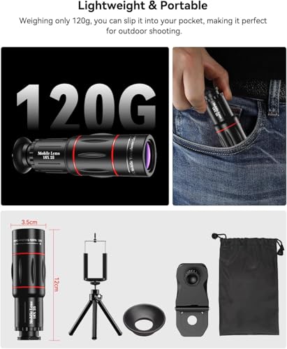 Image of Evil eye 18X Telephoto Lens, Hight Power Telephoto Phone Lens with Tripod, Mobile Cell Lens Attachment for Android & iPhone, Samsung and Most Smartphone