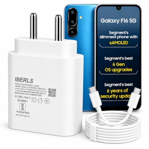 Image of 25W Pd 3A Type-C Super Fast Charging Adapter with 1M Type C Cable for Galaxy F16 /F70e /F07 /F17 /F06 /F36 /F56 /F15 /F05 /F55 /F13 /Tablet /Galaxy Watch- Charge Your Device with 25 Watt USB C Fast Charger