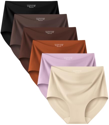 Image of Kalapa Seamless Womens Underwear High Waisted No Show Briefs Silky Stretch Breathable Full Coverage Ladies Panties Multi Pack