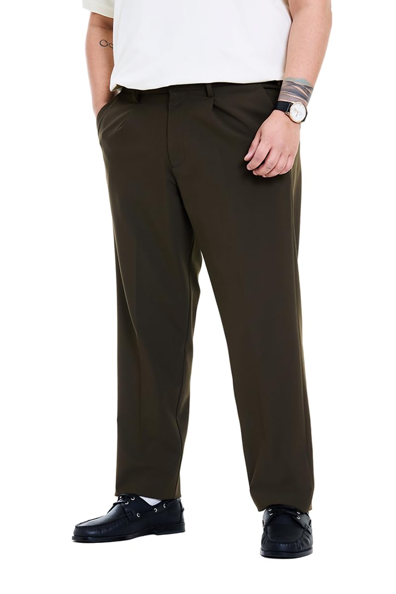snitch Men Plus Size Chinos Casual | Regular Fit Plain Front Textured Pattern | 100% Cotton & Breathable Woven Fabric, Office & Social Gatherings-picture-18
