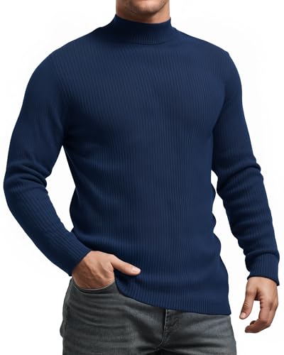 MANGOPOP Men's Mock Turtleneck Long Sleeve Shirts Thermal Undershirts Pullover Sweaters with Ribbed Fall Fashion 2025 - Main Image