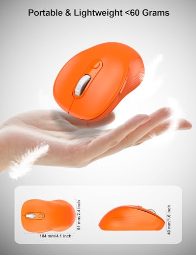 Image of Trueque Wireless Mouse for Laptop, Ergonomic 6-Button Mouse, Orange | 2.4GHz USB receiver, back /forward buttons, 3 adjustable DPI levels, silent clicks, USB-C adapter, Windows /Mac /Chrome OS /Linux