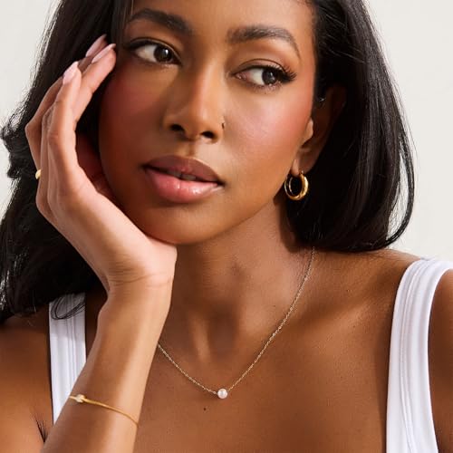 WATERPROOF Gold or Silver Plated Stainless Steel Single Pearl Drop Necklace2