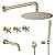 RBROHANT Brushed Gold Shower System with Tub Spout, Brass Bathtub Shower Faucet Set with 3 Way Rough-in Valve,10 Inch Round Shower Head Set with Tub Spout and Handheld, JK0299