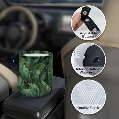 Image of Pensura Hawaiian Banana Leaf Small Car Trash Can Multipurpose Portable Waste Basket Car Garbage Bag Universal Hanging Car Garbage Bag Women's Car Accessories Car Seat Back Use