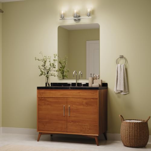 Image of Progress Lighting Replay 22 Inch 3-Light Vanity Light, Transitional, Polished Nickel with Clear Glass Shades, (7.875 inch H x 22 inch W x 6 inch D), P300583-104
