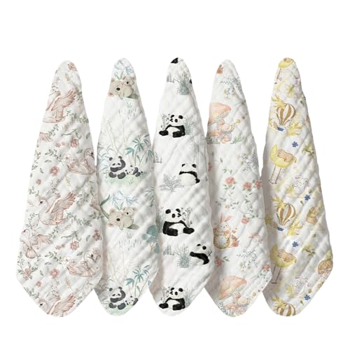 Baby Washcloths - Natural Cotton Baby Wipes - Soft Newborn Face Towel and Washcloth for Sensitive Skin, Registry as Shower, 5 Pack 11.81x11.81 inches,Dreamland