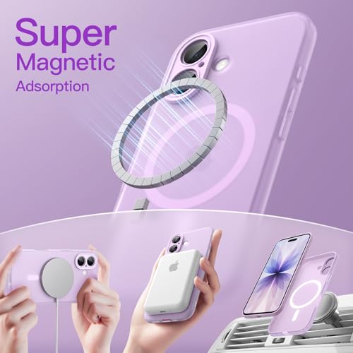 Image of JETech Magnetic Matte Case for iPhone 17, Purple | Compatible with MagSafe, Translucent Frosted Soft TPU Cover, Anti-Yellowing, Anti-Fingerprint, Shockproof