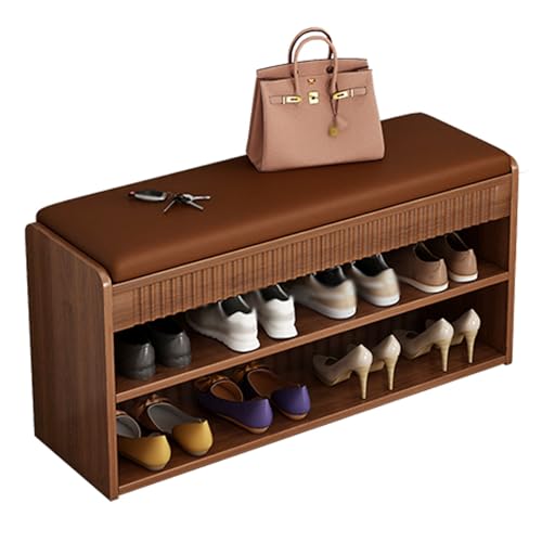 Banc à chaussures de rangement avec coussin en cuir synthétique robuste - 2