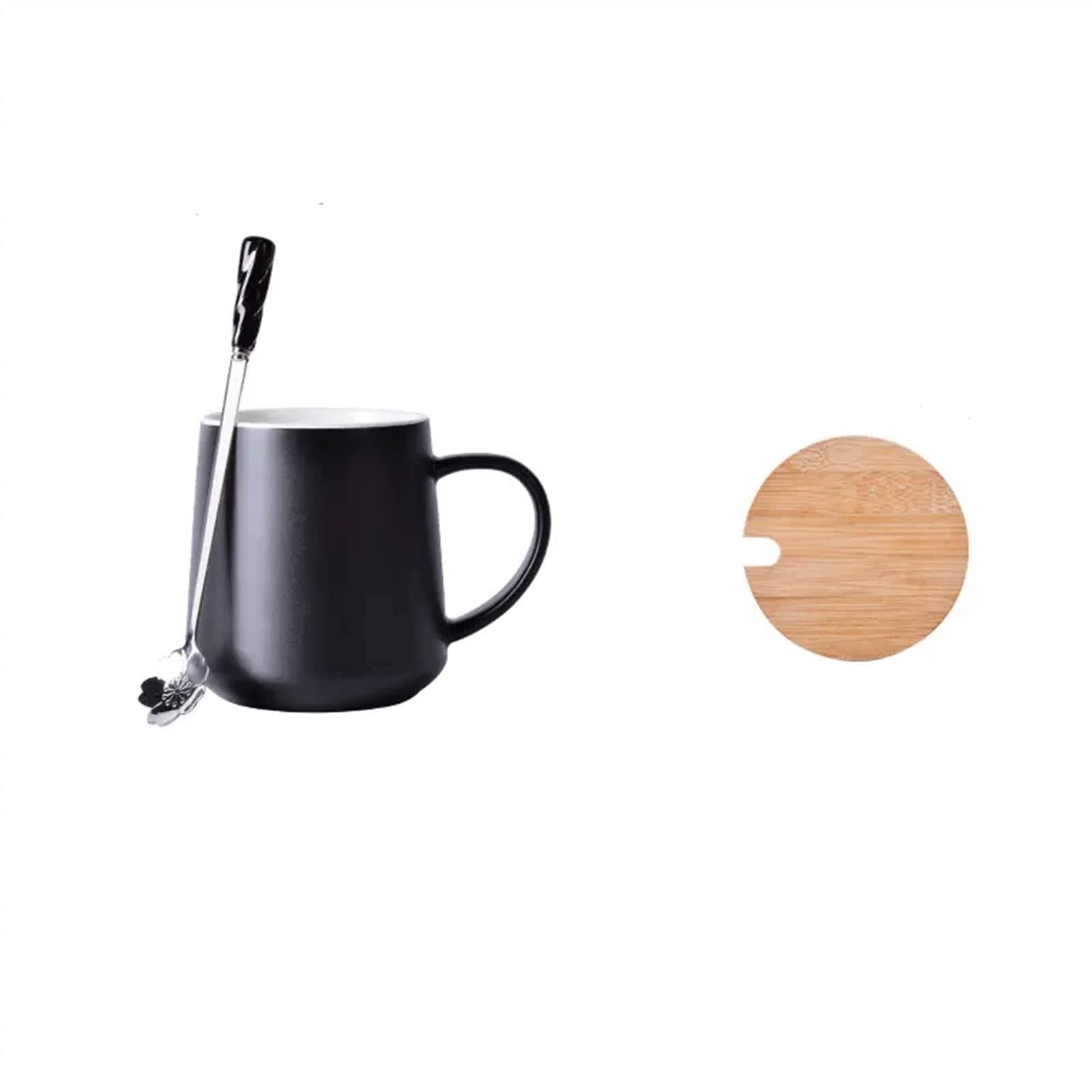 Kubki do kawy Kubek ceramiczny 450ML z ceramiczną pokrywką o dużej pojemności wykwintny kubek kawy domowy śniadaniowy wody(BlackB)