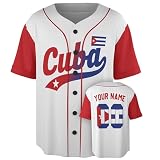 Custom Cuba Baseball Jersey - Personalized Name Number Softball Shirts, Cuban Flag Pride Cuba Coat of Arms Sports Jerseys, Customized Game Day Team Uniform Gift for Sport Fans Men Women Kids
