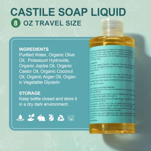 Image of Yoken Pure Castile Liquid Soap 8 Oz Unscented with Organic Oil EWG Verified