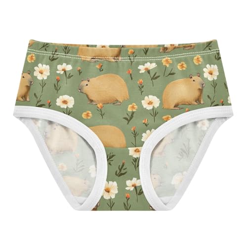 Wusikd Capybaras Flower Girls' Underwear Cotton Green Girls Briefs Soft Toddler Underwear 2T