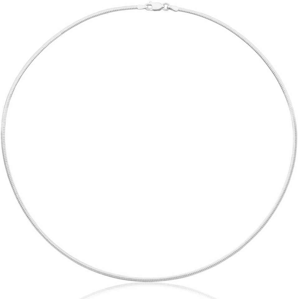 1mm sterling silver 925 Italian Omega chain necklace chocker with spring ring clasp - 12 14 16 18 20 22 24"