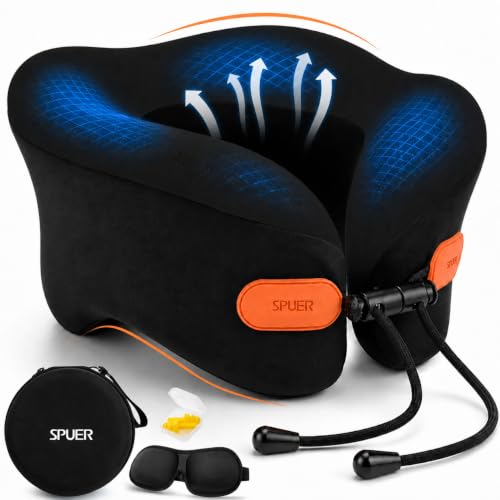 Image of Premium Travel Pillow for Airplanes, Ergonomic Neck Pillow for Long Flights | 100% Pure Memory Foam Travel Neck Pillow with 360 Neck & Chin Support, U-Shaped Airplane Pillow, Petal-Shaped Support