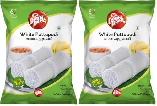 Image of Double Horse Soft & Fluffy White Puttu Podi | 1 Kg | Export Quality | Steamed Puttupodi | Pre Steam Technology (Pack of 2)