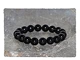  Pulsera de Azabache de 10 mm, Pulsera de Jet, Madera del Cretácico Fosilizada, Pulsera Unisex, Madera Fosilizada Ancestral, Cuentas Naturales