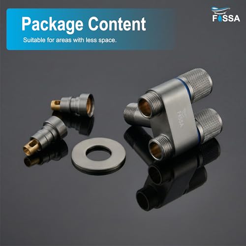 Image of Fossa 1-Year Warrant Galaxy 2 - Way Stainless Steel Laundry Washing Machine Faucet | Outdoor Water Spigot with Handle | Multi-Use Hose Connector Tap | Angle Valve Grey Matte Finish (with Nozzle)