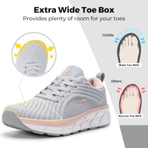 Image of FitVille Wide Toe Box Shoes Women Comfortable Non Slip Wide Walking Shoes Women Swollen Feet Lightweight
