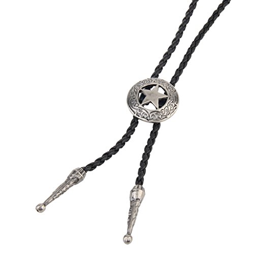 Coolla Bolo Tie- Handmade Star Western Cowboy Black Vintage Turquoise Pendant For Women,Men (Silver) #TOP5