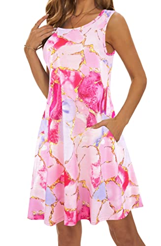 Summer Dresses for Women 2025 Casual Sundresses Beach Cover Ups Sleeveless Tshirt Swing Dress with Pockets4
