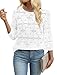 Sampeel Womens Tops 3/4 Length Sleeve T Shirts Spring Summer Tops 2026 Trendy Outfits Lace Dressy Casual Blouses Ladies Beach Vacation Clothes Boho Fashion Clothing Winter White Embroidered M