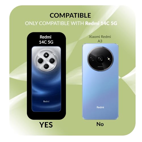 Image of Back Cover Case + Screen Protector for Redmi 14C 5G | Transparent & Black Mobile Phone Back Case Cover for Redmi 14 C | Camera Protection | Redmi 14C 5G TPU & PC Black Back Cover Case