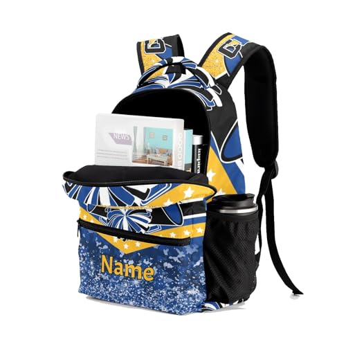 Personalized Blue Gold Cheer Cheerleader Shoulders Bags Daypack with Name School Bookbag for Sports Party Traveling4