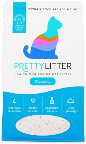 Pretty~Litter Clumping Health Monitoring Cat Litter, 10 lb Bag - Unscented Silica Gel Crystals with Color-Changing pH Indicator & Advanced Odor Control ~ Pack of 1