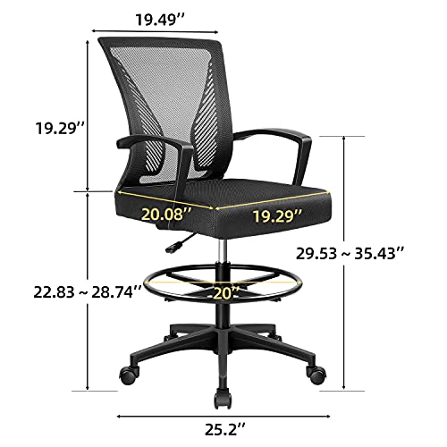 Furmax Drafting Chair Tall Office Chair With Ergonomic Back Drafting Table Chair Adjustable Standing Desk Chair With Footrest Ring And Arms #TOP6