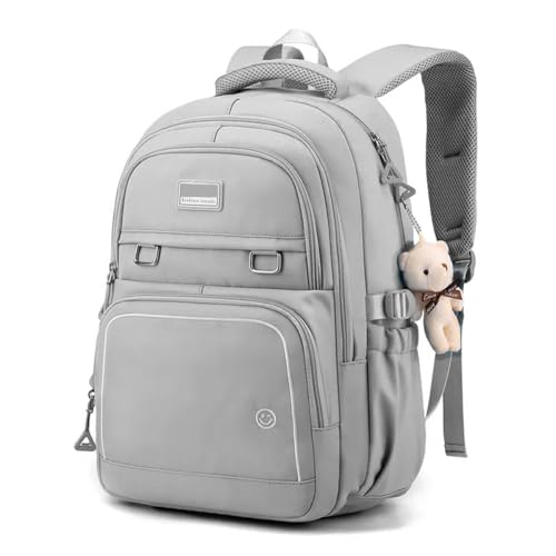 Mochila de Costas Fofa Estilosa Bolsa Elegante Academia Impermeável Escolar Viagem Trabalho Treino Fashion Mochilas Para Notebook Moderna Leve Passeio Feminina Masculina Unissex (Cinza)