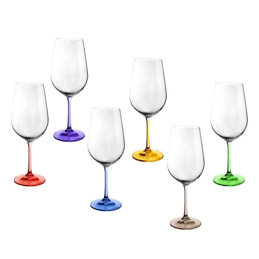 Set 6 copas vino modelo RAINBOW 25 cm. pie colores surtidos 55 cl.