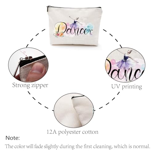 CREATCABIN Dancer Survival Kit Bag Dancer Makeup Bag Polycotton Cosmetic Multi-Purpose Bag with Zipper Love Dance Travel Canvas Work Pouch Bags for Women Dance Lover Teacher Student Gifts 10 x 7 Inch - Image 4
