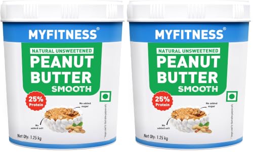 Image of MYFITNESS Peanut Butter All Natural Smooth 1.25kg | 25g Protein | Unsweetened | No Added Sugar or Salt | No Palm Oil | Nut Butter Spread for Pre & Post-Workout | Cholesterol Free | Zero Trans Fat