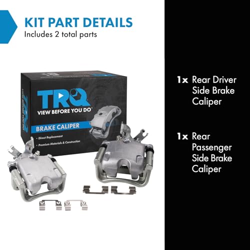 Image of TRQ Rear Brake Caliper Set Zinc Coated Brackets Hardware Compatible with 2013-2016 Buick LaCrosse 2011-2016 Regal 2014-2019 Chevrolet Impala 2013 Malibu