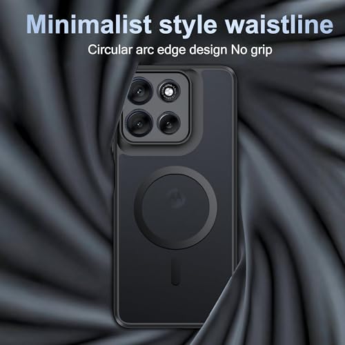 Image of QUIETIP Magnetic Case for Motorola Moto G77 & Moto G67 with Screen Protector,[Compatible with MagSafe] Translucent Matte Drop Protection Cover,Black